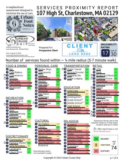 Property report preview for 107 High St, Charlestown, MA 02129
