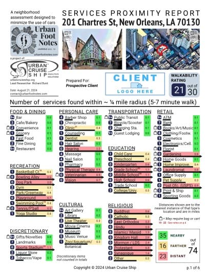 Property report preview for 201 Chartres St, New Orleans, LA 70130